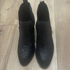 Corky’s Elegant Black Glitter Ankle Booties